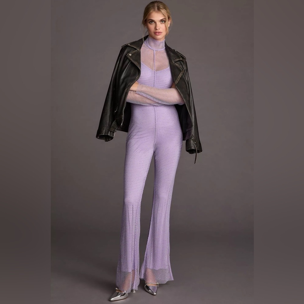 Anthropology Lavender Sunday in Brooklyn Rhinestone Jumpsuit